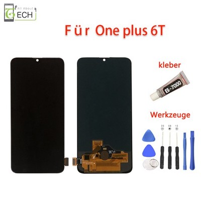 Für OnePlus 6T Full LCD OLED Display Einheit Touch Reparatur Schwarz + Werk...