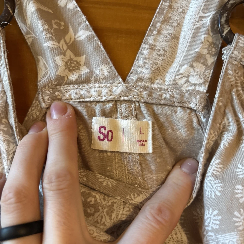 So Juniors Large 100% Cotton Paisley Patchwork Overall Shorts - Image 2 of 4