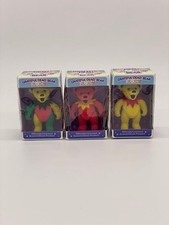Grateful Dead Dancing Bear Flocky Bear 3pc Figurine Set Authentic