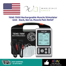 TENS 7000 Rechargeable Muscle Stimulator Unit - Back, Nerve, Muscle Pain Relief