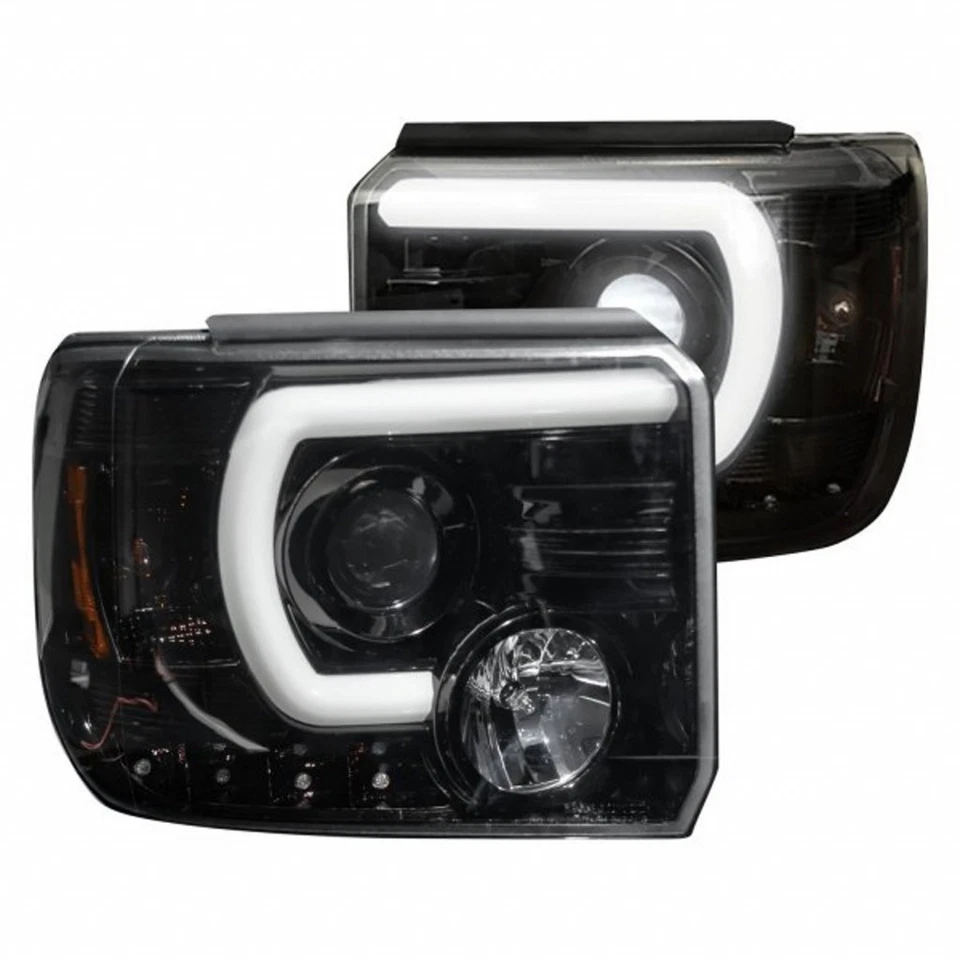 Recon Projector Headlights For GMC Sierra 1500 2014 2015 | OLED | Smoked Black Foto 2 de 4