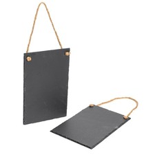2x Slate Hanging Notice Board Rustic Restaurant Kitchen Memo Chalkboard