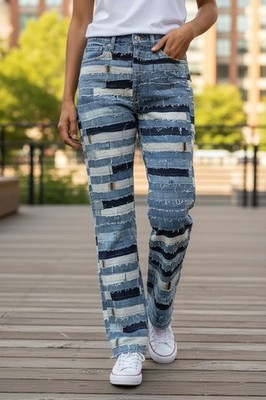 FRAME Atelier Of Denim Le Jane Couture, Patchwork Jeans, Size 26, 27