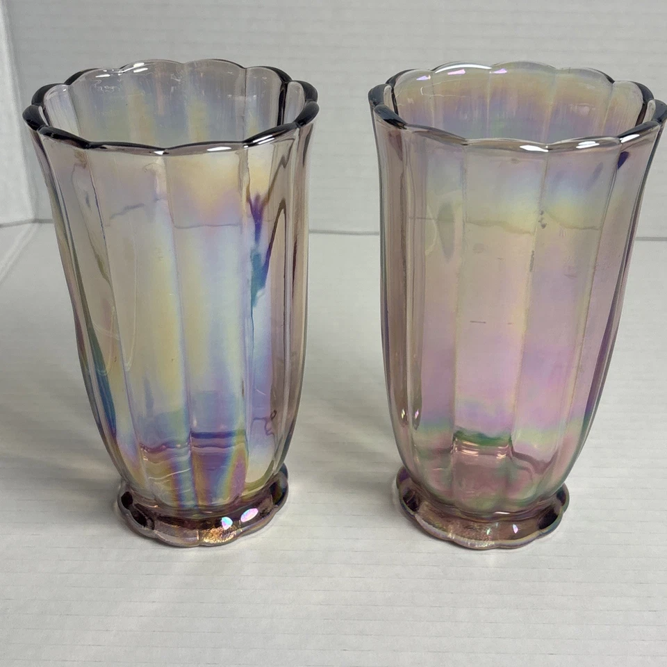 Vaso de vidrio rosa lustre iridiscente The Pioneer Woman, paquete de 2 Foto 2 de 4