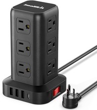 Extension Cord with Multiple Outlets, Surge Protector Power Strip Tower, 12 AC 4