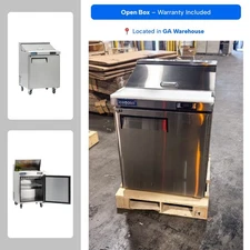 ICECASA 27" Sandwich Prep Table Fridge, 1 Door Cooler with 8 Pans – Dents