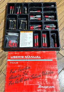 Snap On Tools Fuel Injection Pressure Tester GM Chevy Adapter Set Lot Manual Kit