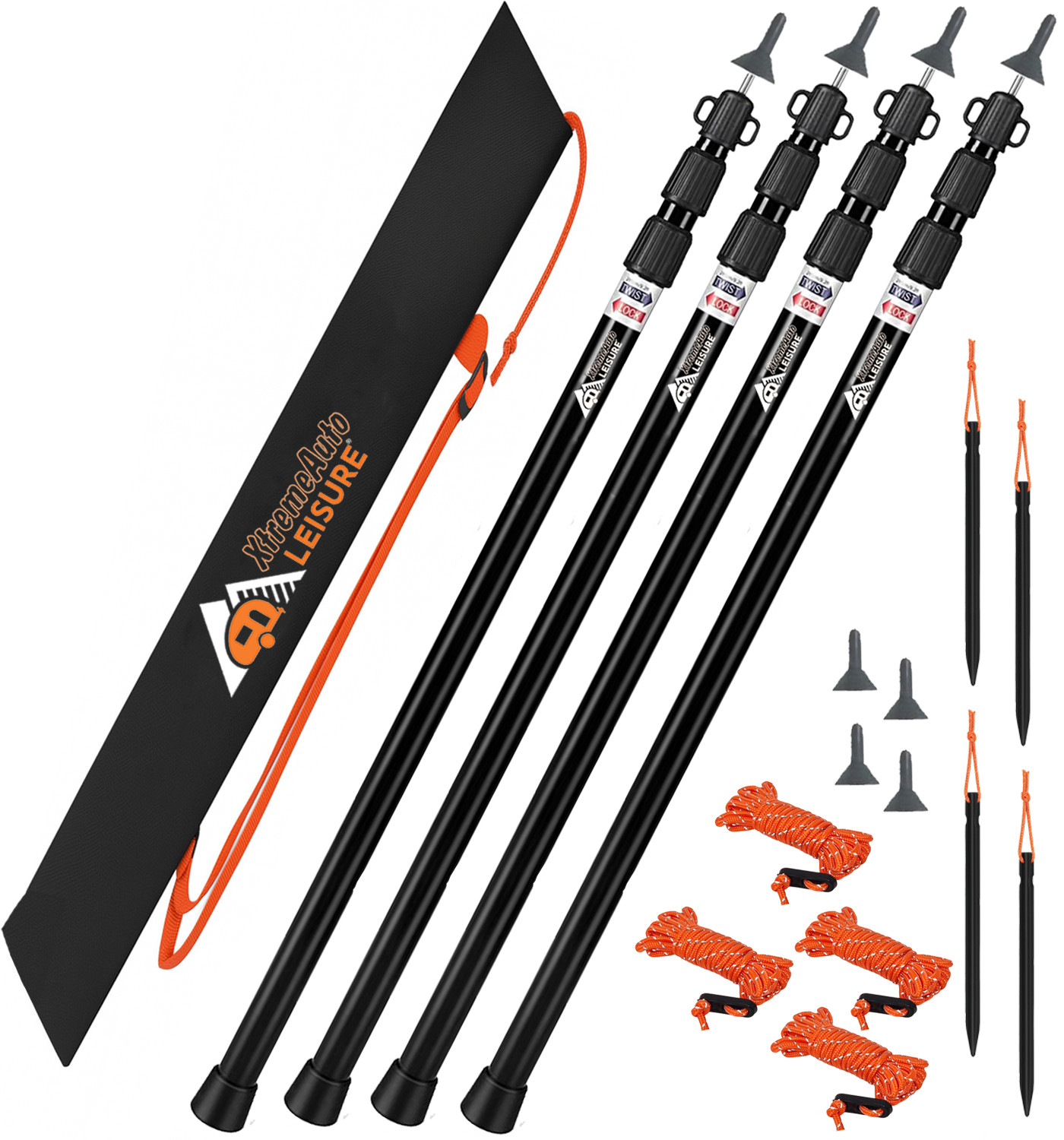 Telescopic Tent Poles 230cm Adjustable Awning Canopy Tarp Support Rods