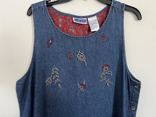 Langes Herbst Jeanskleid Gr. L - Erika & Co Lehrer bescheidener Pullover Knöpfe an der Seite - Bild 2 von 6