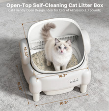 Used Smart Automatic Litter Box Open-Top Self-Cleaning Cat Box 10.5L Odor-Lock