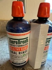TheraBreath Healthy Gums Oral Rinse Clean Mint 33.8 oz./1 liter (Set of 2) - NEW