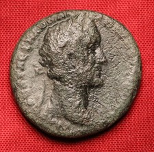 Ancient Roman Bronze Antonius Pius As Coin