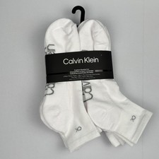 Calvin Klein 6-Pair Men's Cushion Quarter Cut Socks White Size 7-12