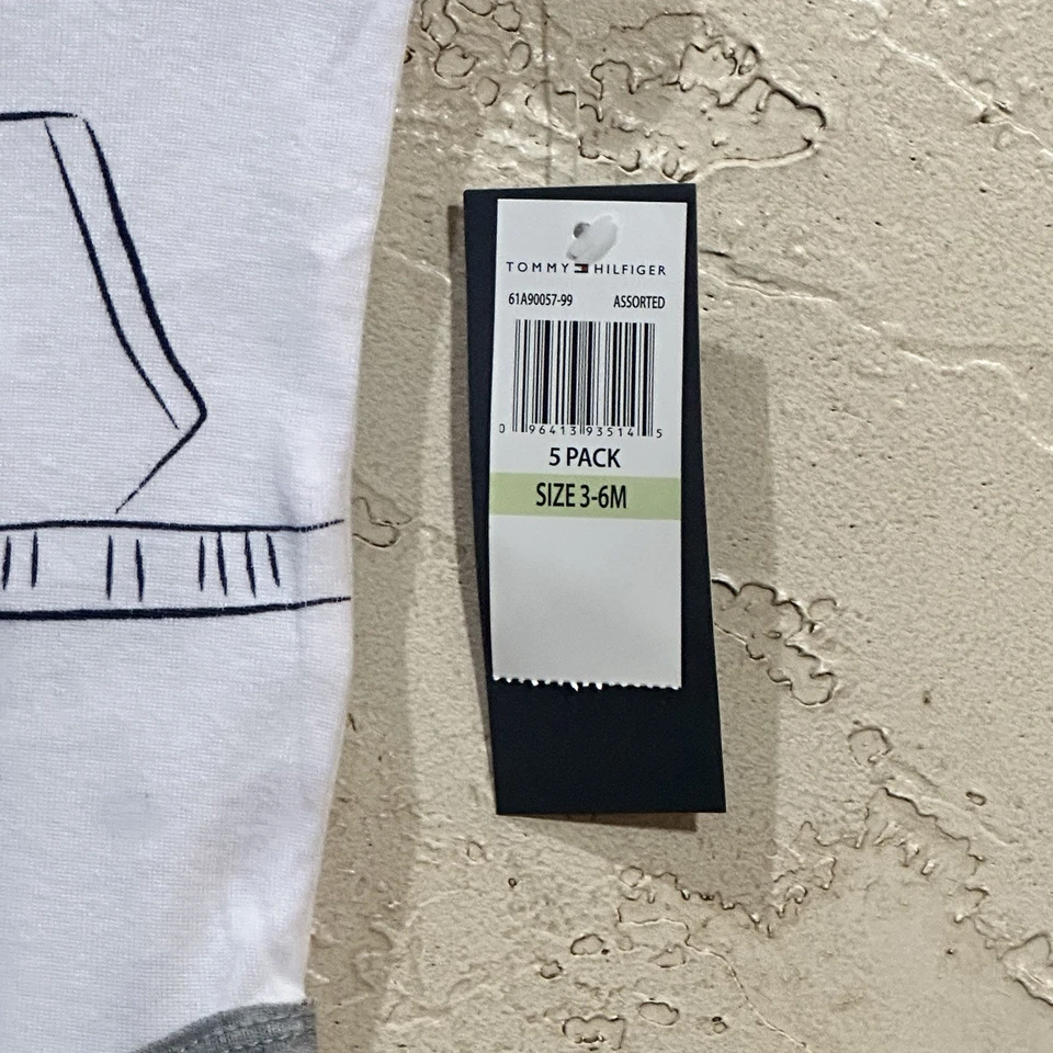 Body Tommy Hilfiger Blanco y Gris Bebé Manga Corta Talla 3-6M Nuevo con Etiquetas Foto 3 de 4