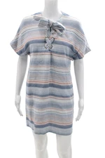 Mara Hoffman Women Shift Tee Dress Light Blue Striped Size XS