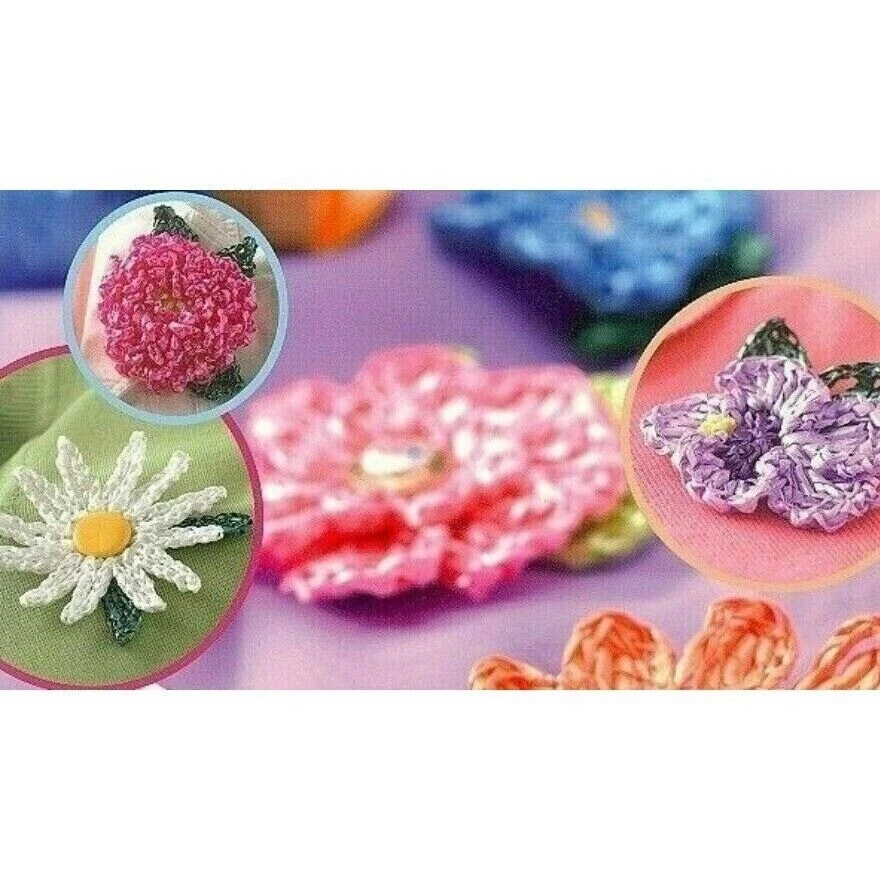 Crochet Annies Attic Fast & Fanciful Curling Ribbon Flowers 12 Patterns Book - Image 2 of 4