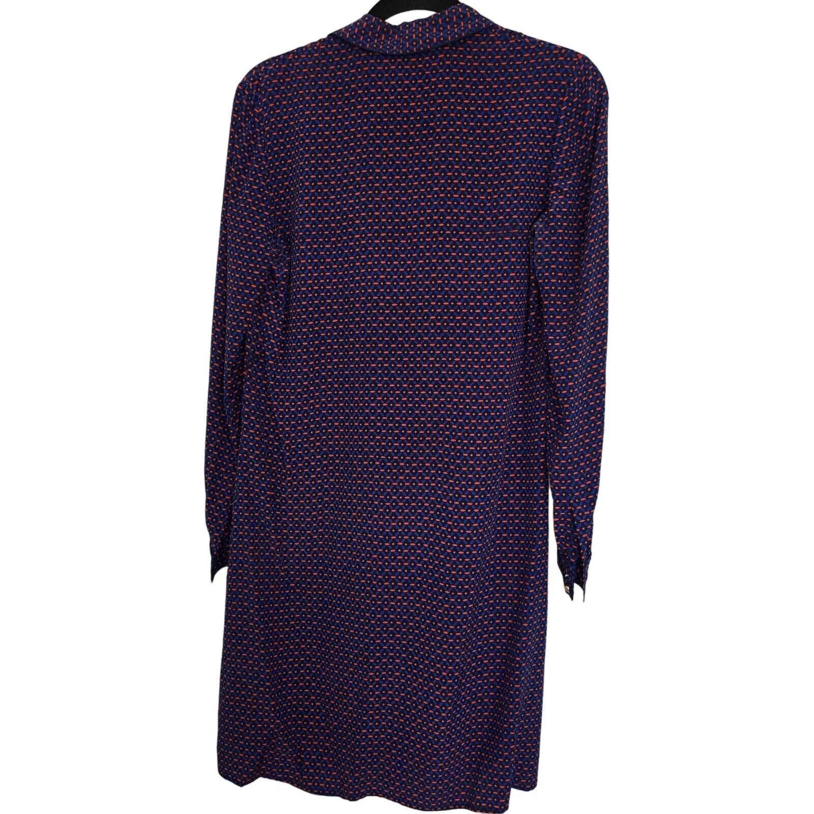 Abito Camicia Tory Burch Seta Rylie Navy Sea Ocho Rios Cintura Taglia 2