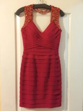 Embellished V Neckline Dress By Morrell Maxie Sz XS