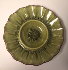 Vintage MCM Treasure Craft Ashtray made in USA Green 8" wide