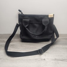 Small Black Canvas Hangbag With Adjustable Shoulder Strap