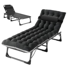 SLSY Portable Rollaway Folding Cot Chaise Bed,Thick Mattress,5-Pos Adjustable