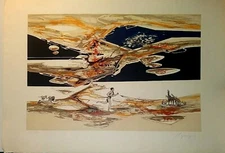 TARZAN, BURNE HOGARTH INSPIRED ORIGINAL S/N LITHOGRAPH BY U. GEORGES 30x21" NM  