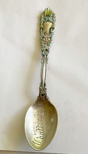 Antique Sterling Enamel Spoon With Mythical Head