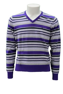 Maglione da uomo viola a righe Conte of Florence manica lunga