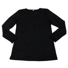 Womens Size S Long Sleeve V-Neck Basic T-Shirt Black