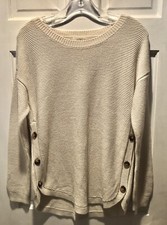 Fat face Knit Sweater Button On Sides Ivory Sz 6