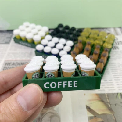 SOON 13x Casa de Muñecas Escala 1:12 Miniatura Café Leche Té Bebidas con Bandeja Cocina