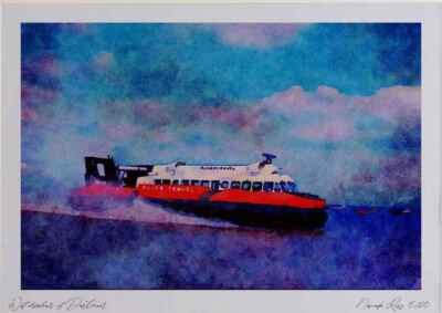 796023 Hovercraft Watercolour Picture Ltd Ed A3