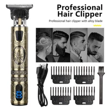 Professional Men Cordless Hair Clippers Beard Trimmer Kit Cutting Machine Salon