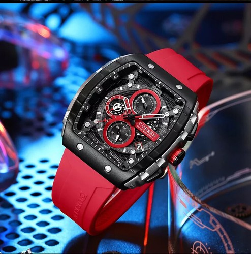 Reloj de pulsera CURREN para hombre rectangular moda cronógrafo niño niña relojes EE. UU. - Imagen 24 de 40