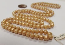 150 VINTAGE JAPANESE CHERRY BRAND GLASS BEIGE SATIN AB 5mm. ROUND BEADS 4724