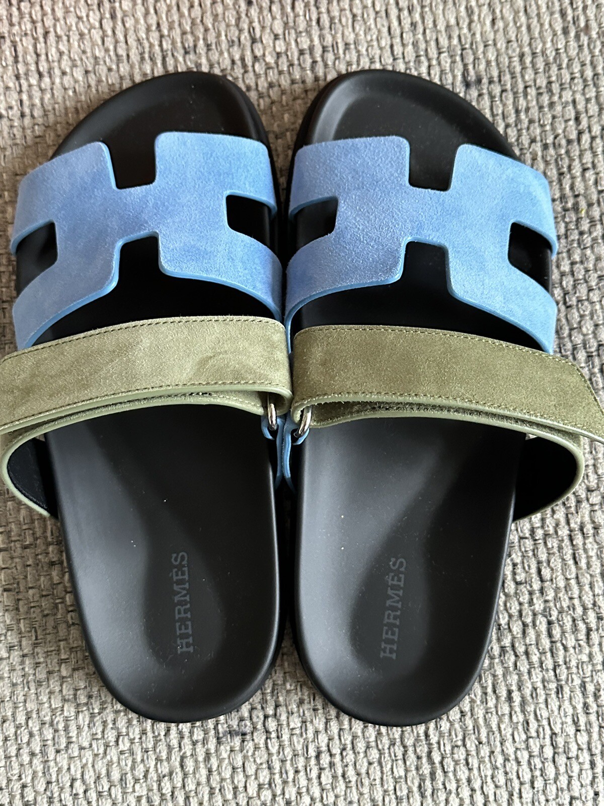 Size 40EU NIB HERMÈS Bleu Cameo / Vert Céladon Women’s Chypre Sandals thumbnail 5