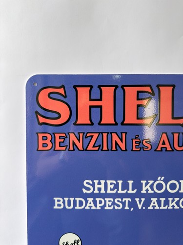 Vintage Shell Gasoline Sign - BENZIN ES AUTO OLAJ – XL Sign - 24"x16"(60x40 cm) - Picture 8 of 14