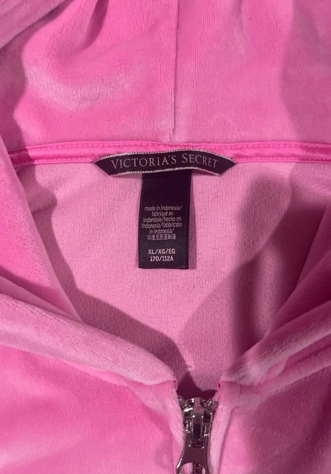 UNDERCOVER Giacca donna Victoria's Secret rosa velluto morbido full zip cappuccio taglia XL