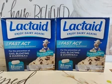 Lactaid. Fast Act 32 Caplets Lactase Enzyme Supplement (2 Pack) Exp 04/2027