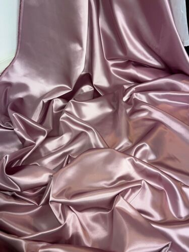 1 mtr dusty pink quality bridal acetate satin dress fabric..45” wide (114cm) - Afbeelding 1 van 4