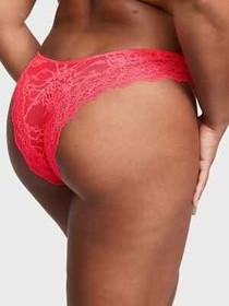 Victoria's Secret NWT Dream Angels Large Brazilian Cheeky Panty Hot Pink Lace