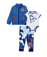 NEW REEBOK Boys Toddler Jacket Bodysuit Joggers 3 pc Set 12 MO