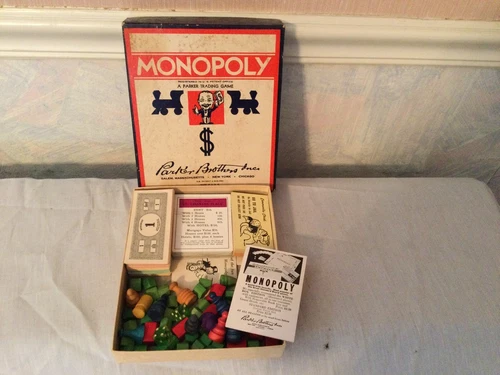 VINTAGE 1935 PARKER BROS ORIGINAL MONOPOLY GAME -  NO BOARD