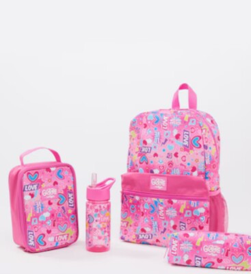 Smiggle Giggle Rosa Brotzeittasche Federmäppchen Flasche 4 Stück Paket Set Mädchen Geschenk