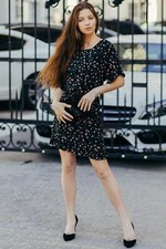 Black Staple Elegant Fashion Dress Flower Design Fashionable NEW
