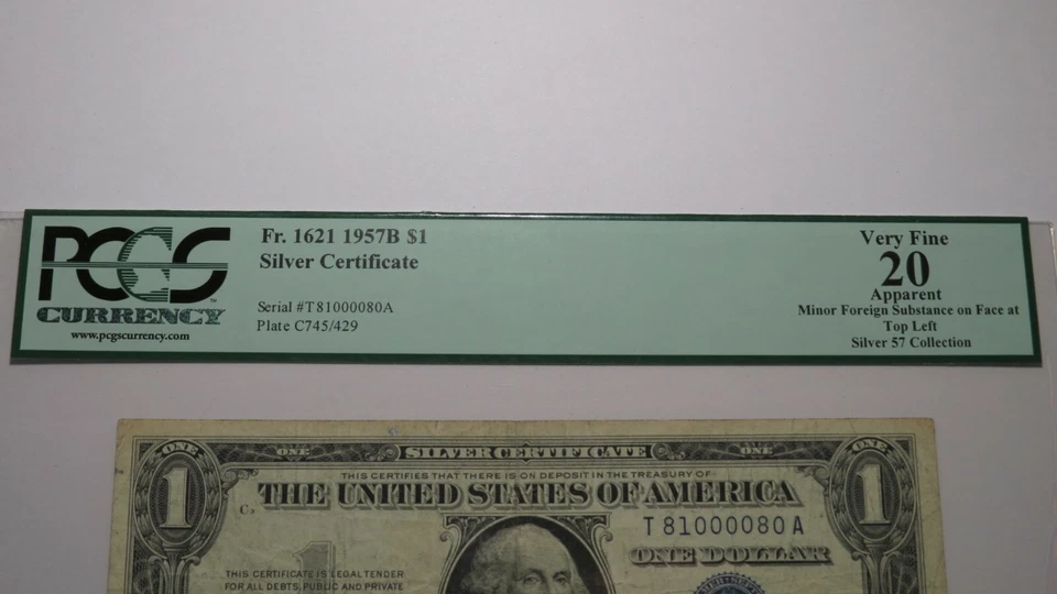 $1 1957 Fancy Serial Number Silver Certificate Currency Bank Note Bill VF20 PCGS - Image 2 of 3