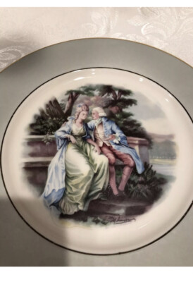 WARRANTED 22 k.ANTIQUE «La Comtesse»,porcelain Plate engraved-Amsterdam
