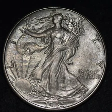 1945 Walking Liberty Half Dollar CHOICE UNC UNCIRCULATED MS FREE P/H E277 RCM