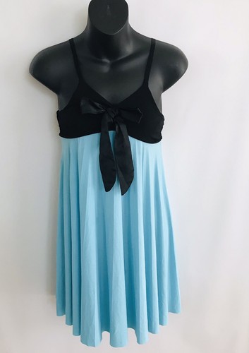 BCX Girls Dress Size 10 Blue Black Spaghetti Strap Bow Tie Flare - Picture 4 of 7