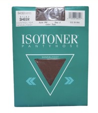 Vintage NOS Isotoner Pantyhose Control Top Sandalfoot Teak Size 1 Silky Sheer